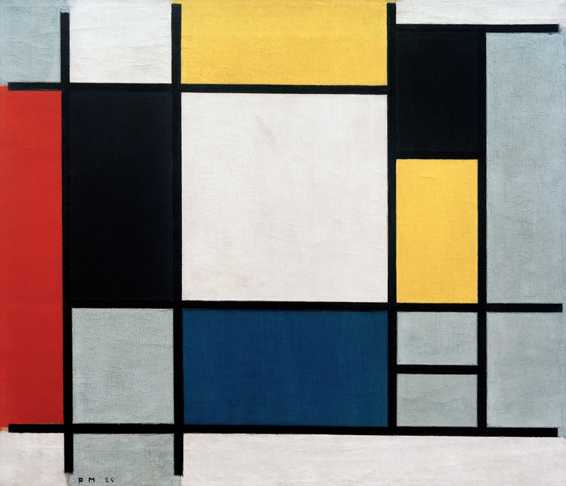 Composition with Yellow, Red, Black, Blue and Grey de Piet Mondrian