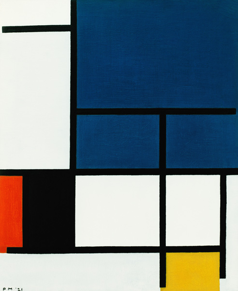 Composition with big blue space de Piet Mondrian