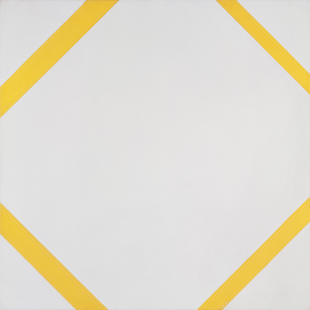 Lozenge Composition with Four Yellow Lines de Piet Mondrian