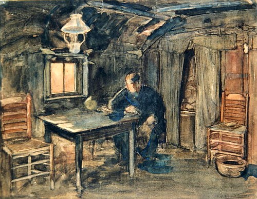 Hannes Van Nistelrode Seated in His Farmhouse de Piet Mondrian