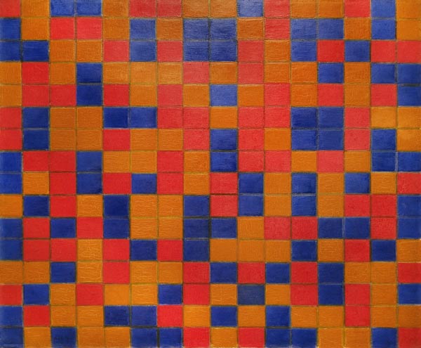 Composition with Grid 8; Checkerboard Composition with Dark Colours de Piet Mondrian