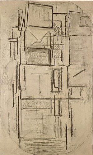Side Facade: Study for Composition in Oval with Colour Planes 1 de Piet Mondrian