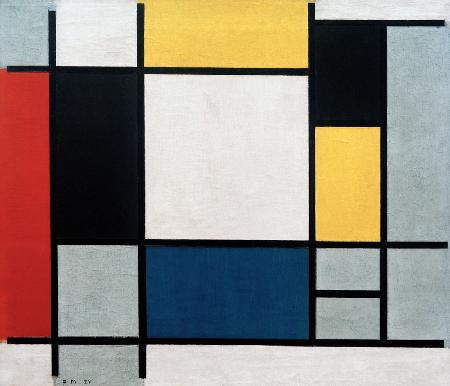 Composition with Yellow, Red, Black, Blue and Grey