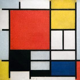 Composición con rojo, amarillo, azul y negro 