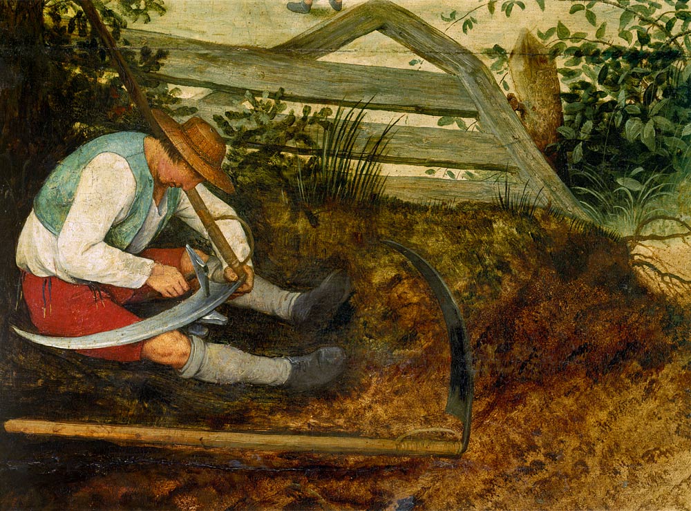 Bauer beim Dengeln seiner Sense de Pieter Brueghel El Viejo