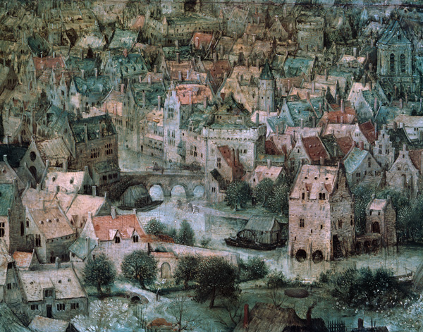 The tower making to Babel detail: Houses de Pieter Brueghel El Viejo
