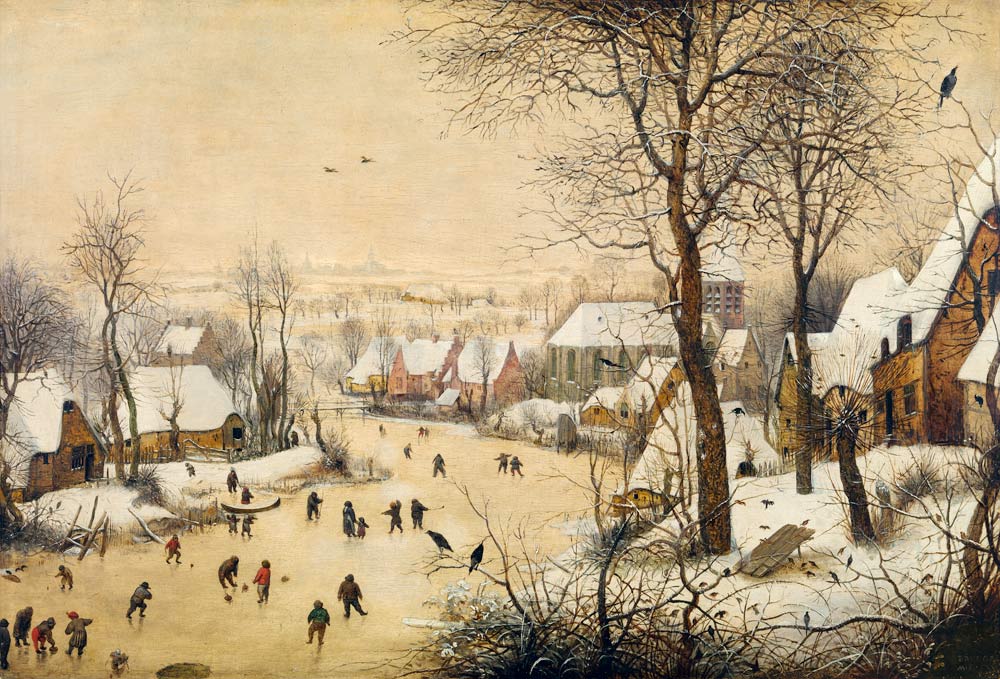 Winter Landscape with Skaters and a Bird Trap de Pieter Brueghel El Viejo