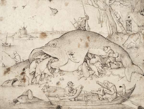 Big fishes eat small ones de Pieter Brueghel El Viejo