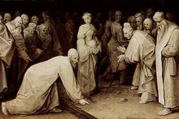 Christ and the adulteress de Pieter Brueghel El Viejo