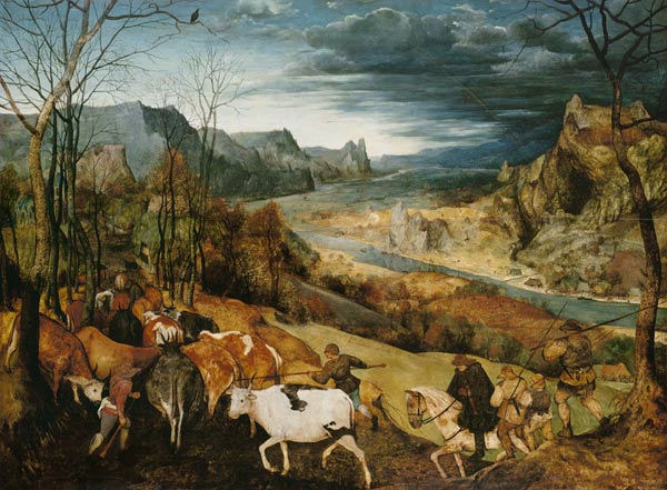 The homecoming of the herd (end: The seasons) de Pieter Brueghel El Viejo