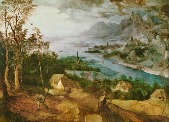 Riverside with a Sämann de Pieter Brueghel El Viejo