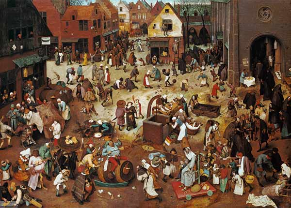 Der Kampf zwischen Fasching und Fasten de Pieter Brueghel El Viejo