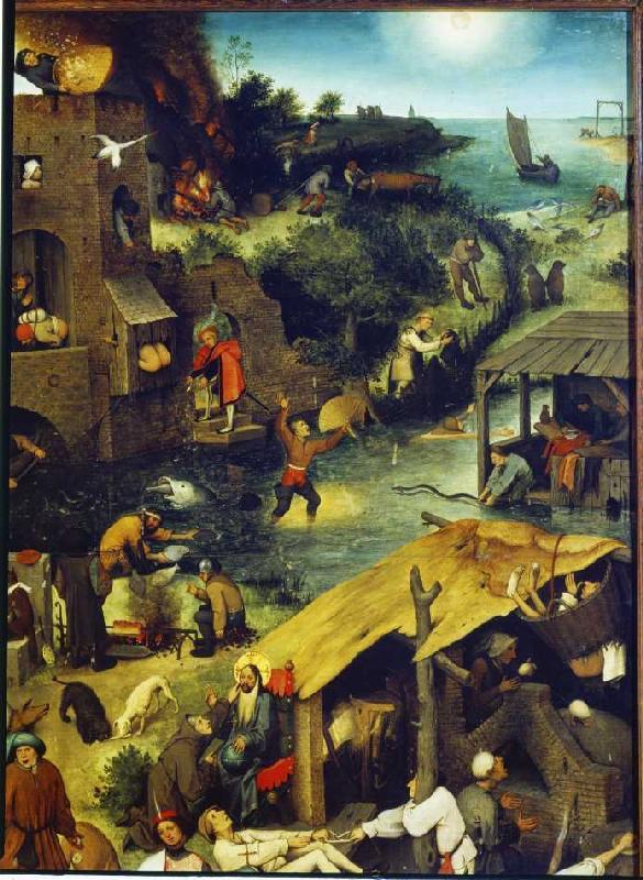 The Dutch proverbs detail on the right above de Pieter Brueghel El Viejo