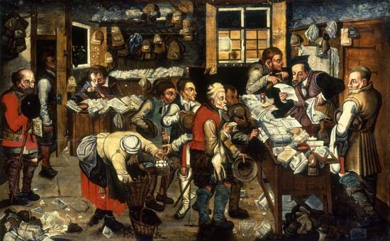The delivery of the tithe de Pieter Brueghel el Joven
