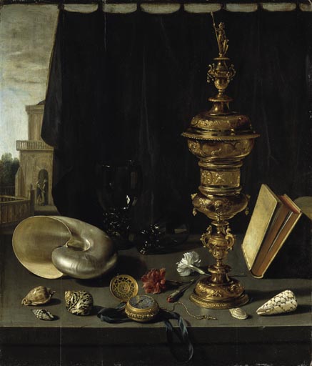 Stilleben mit hohem goldenen Pokal de Pieter Claesz