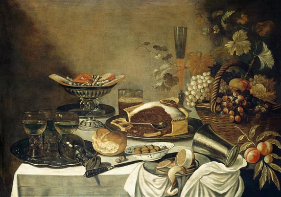 Quiet life with vegetable basket and different Süs de Pieter Claesz