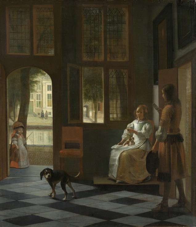 A Woman Directing a Young Man With a Letter de Pieter de Hooch