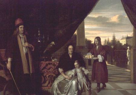 Family Portrait on a Terrace de Pieter de Hooch