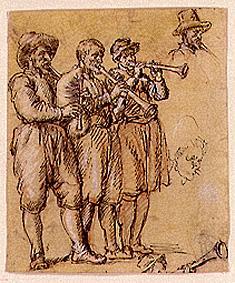 Tres músicos con gaitas de Pieter de Witte