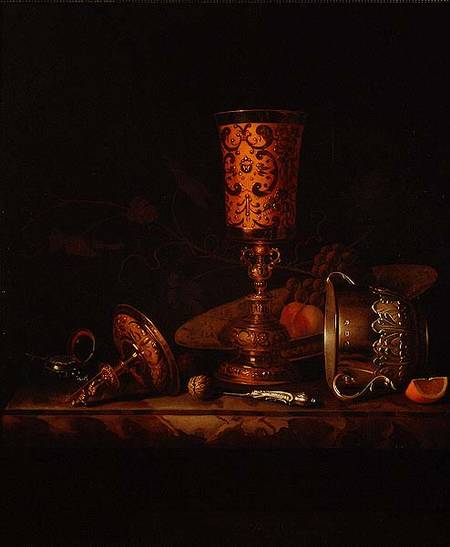 Still Life with Silver Goblets and Time Piece goblet de Pieter Gerritsz. van Roestraten