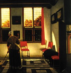 Service maid in Dutch interior de Pieter Janssens Elinga