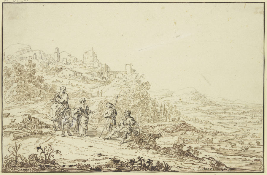 Landschaft mit Hirten und der Flucht nach Ägypten de Pieter Moninckx