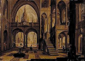 Interior de una iglesia gótica de Pieter Neefs d.Ä. (Umkreis)