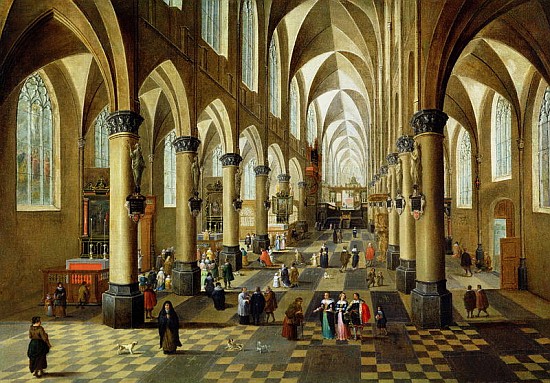 Figures gathered in a Church Interior, 17th century de Pieter the Younger Neeffs
