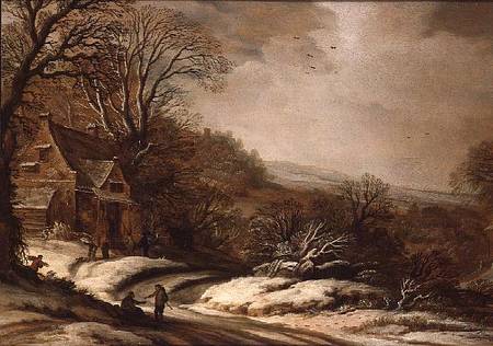 Winter Landscape with Cottages de Pieter van Santvoort