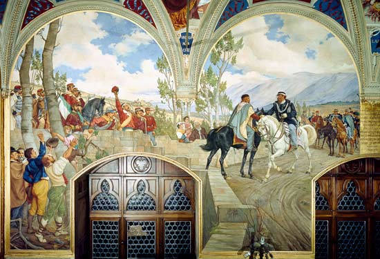 The Meeting Between Giuseppe Garibaldi (1807-82) and King Vittorio Emanuele II (1820-78) on the 26th de Pietro Aldi