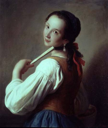 Young Girl wearing a pearl earring de Pietro Antonio Conte Rotari