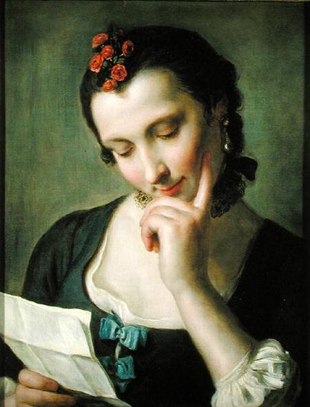 A Young Woman reading a Love Letter de Pietro Antonio Conte Rotari