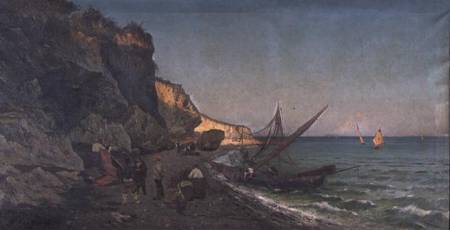 Fishermen in a Cove at Sunset de Pietro Barucci