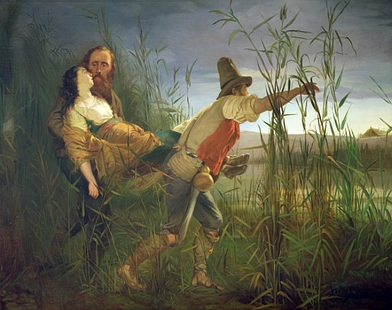 Garibaldi carrying his dying Anita through the swamps of Comacchio de Pietro Bauvier