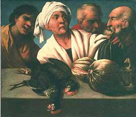 Genre-Szene mit geschlachteten Hähnen de Pietro della Vecchia Muttoni