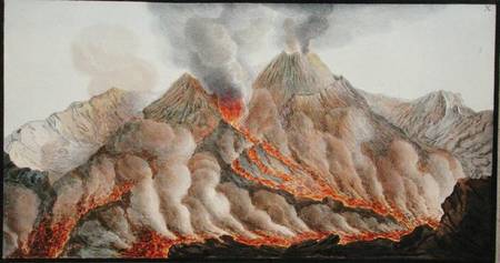Crater of Mount Vesuvius from an original drawing executed at the scene in 1756, plate 10 from 'Camp de Pietro Fabris