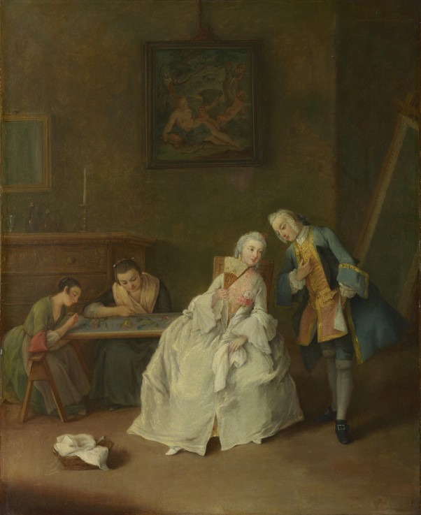 A Lady receiving a Cavalier de Pietro Longhi