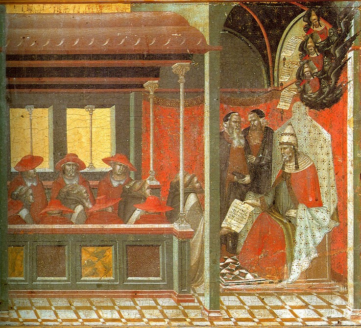 Pope John XXII Approving the Carmelite Rule (Predella panel) de Pietro Lorenzetti
