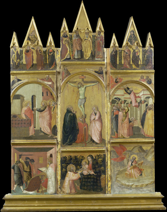 Crucifixion, Virgin and Child, Deacon and Scenes from the Legends of Saints Matthew and John the Eva de Pietro Lorenzetti