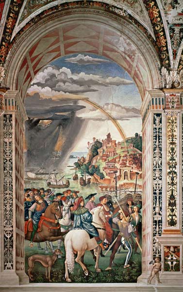 The Departure of Aeneas Silvius Piccolomini for Basel de Pinturicchio