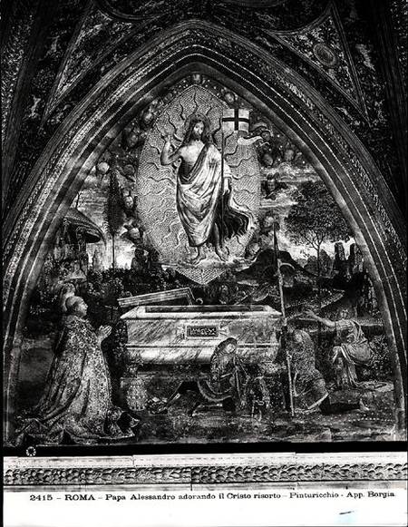 Pope Alexander VI (1431-1503) Adoring the Resurrected Christ de Pinturicchio