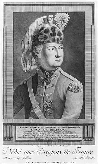 The Chevalier d''Eon as a Dragoon de P. Jean Baptiste Bradel