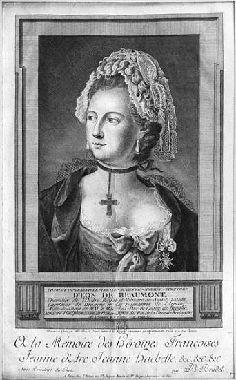 The Chevalier d''Eon, dressed as a woman de P. Jean Baptiste Bradel