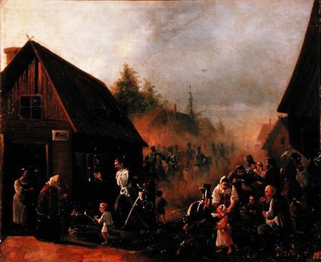 Scene from the Russian-French War in 1812 de Pjotr Baykov