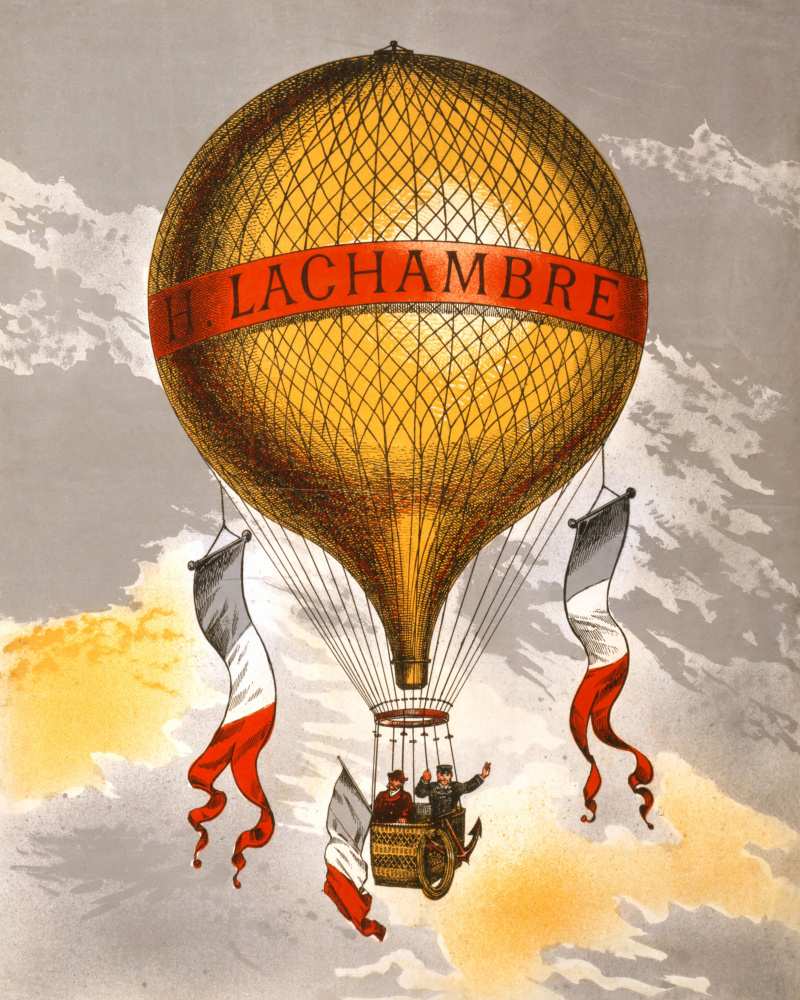 Balloon Labeled With Two Men Riding In the Basket 1880 de Arte del cartel