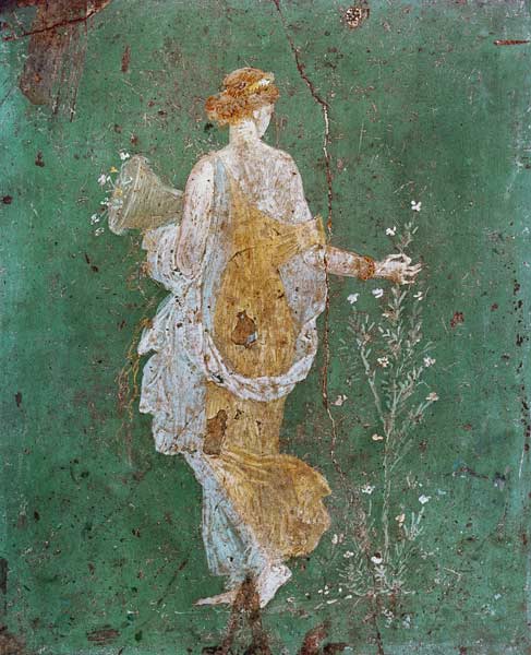 Flora con el cuerno de la abundancia (cornucopia) de Pintura mural Pompei