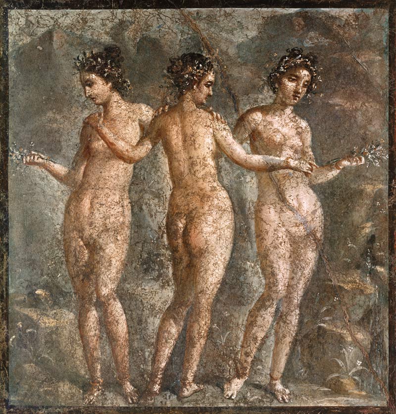 The three graces de Pintura mural Pompei