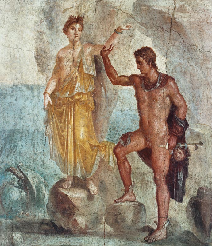 Perseus frees Andromeda. de Pintura mural Pompei