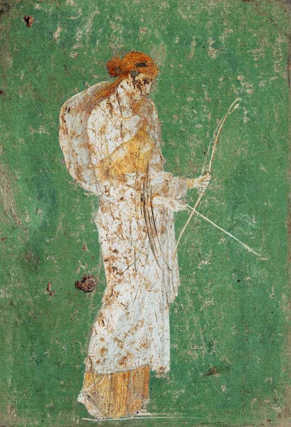Roman civilization. Fresco depicting Diana de Pintura mural Pompei