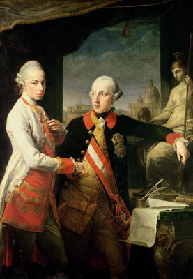 Kaiser Joseph II (1741-90), and the Grand Duke Leopold of Tuscany, 1769, (oil on canvas) de Pompeo Girolamo Batoni